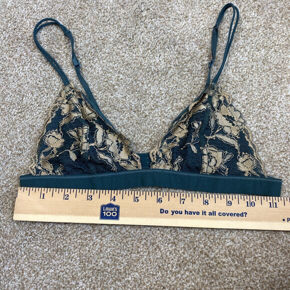 Urban Outfitters Unlined Floral Lace Bralette Teal Gold Womens Size S Boho - Picture 6 of 6